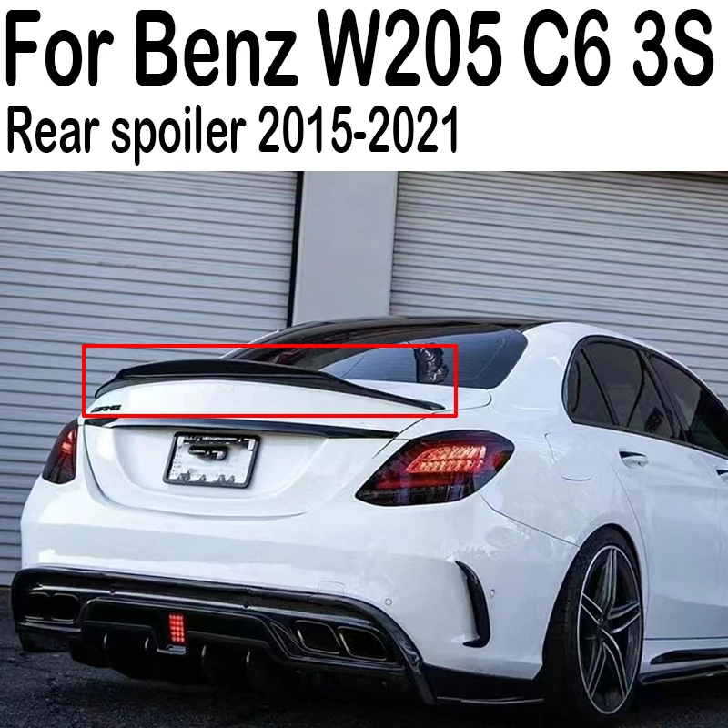 For Mercedes Benz C-Class sedan W2052015-2021 Spoiler C63S AMG PSM Modified Carbon Fiber Smooth Black Car Wings