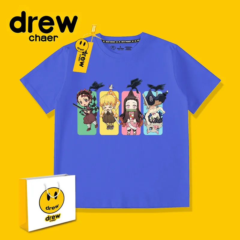 

Ghost Slayer Blade New Cotton Anime Cartoon Summer Printed Fashion Men's and Women's Wear New Casual Loose Round Neck T-shirt