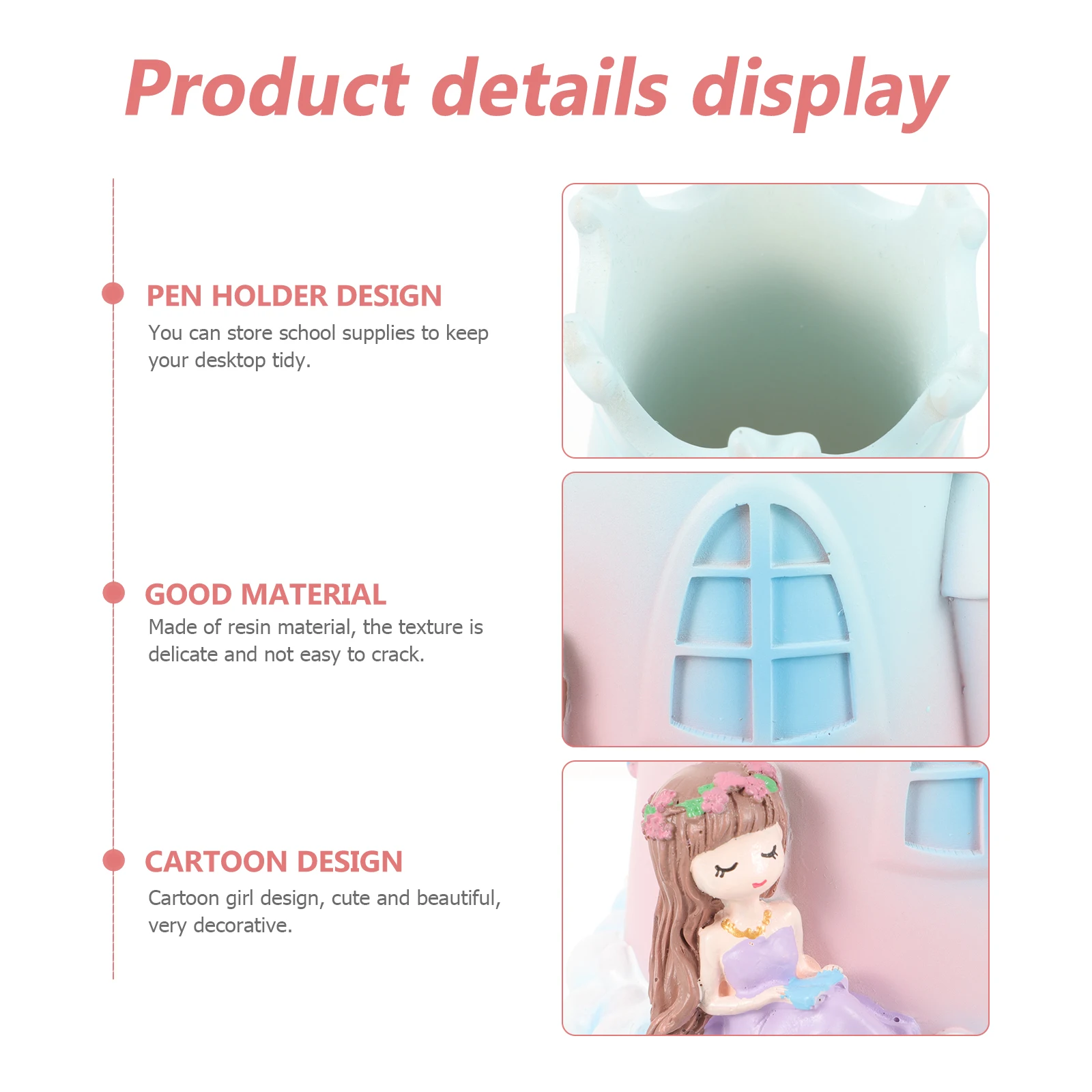 

Girls Pen Holder Resin Desktop Organizer Pencil Cup For Office School Home Desk Stationery Storage Container