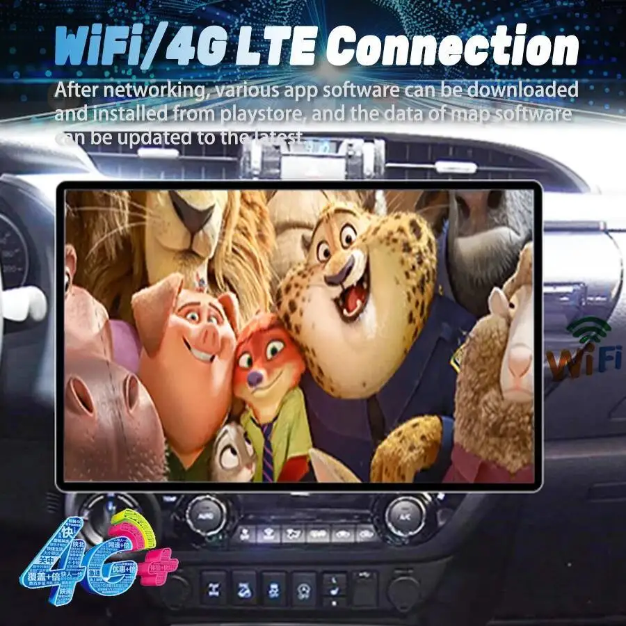 13.3inch Android15 Screen Car Radio For Toyota Hilux 2016 2020 Carplay Multimedia Video Player Navigation GPS 4G WIFI Head Unit