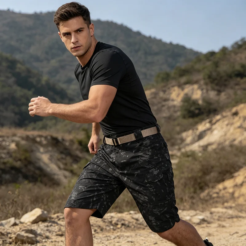 Wear A Belt IX7 Style Fan Tactical Shorts Multi Pocket Cargo Shorts Summer Outdoor Training Hiking Shorts Pants