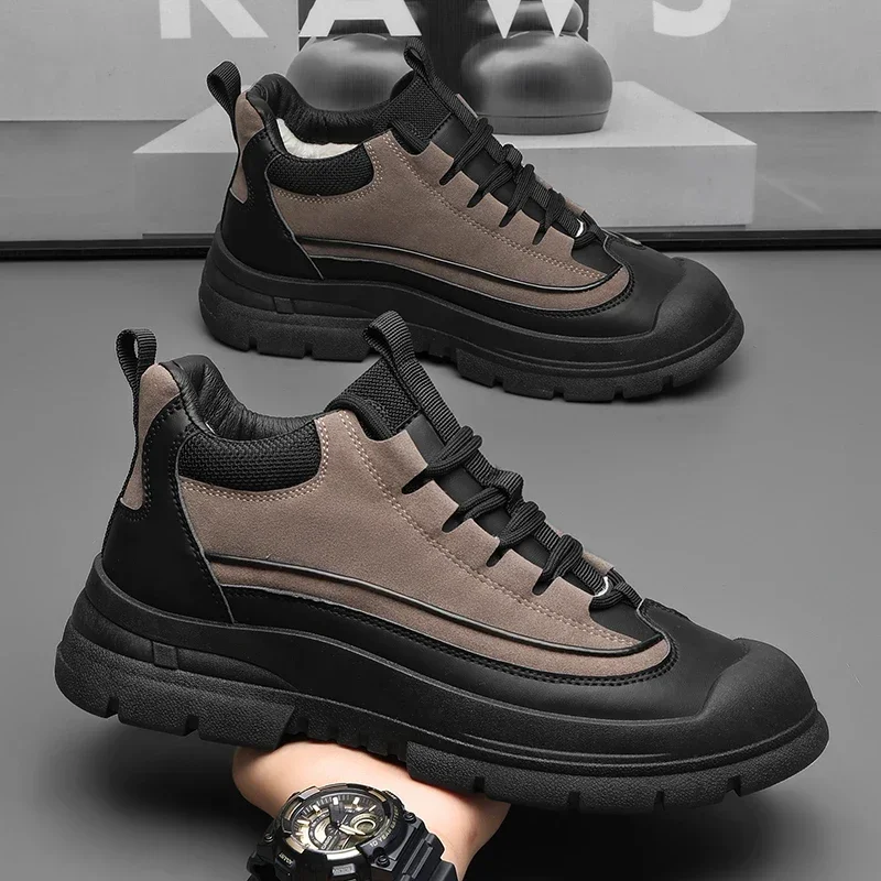 أحذية رجالية شتوية عالية الجودة كاجوال للثلج أحذية قطنية مريحة ودافئة في الهواء الطلق ملابس عمل عصرية مضادة للانزلاق أحذية متعددة الاستخدامات