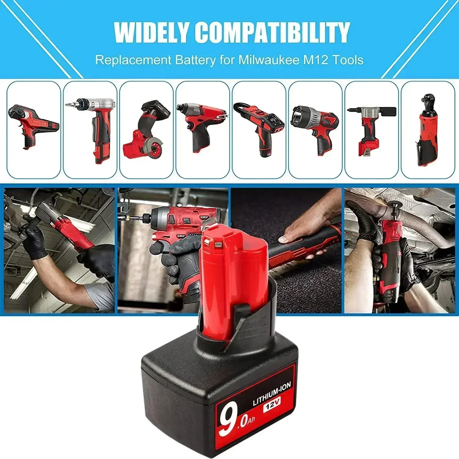 9,0 Ah pro Milwaukee M12 48-11-2460 LITHIUM XC 9.0 prodloužená baterie 48-11-2412 48-11-2402/48-11-2410/48-11-2411/48-11-2420 - náhled 4