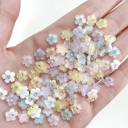 30Pcs 3D Nail Charms Resin Flower With Rhinestone Beads Cherry Blossom Acrylic Multi-Colors Nail Art Supplies Decorations