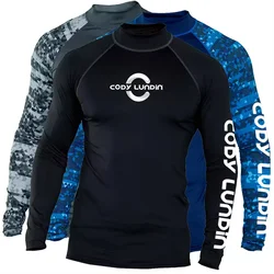 Surfing Swimming Diving T-Shirts Compression Long Rash Guard Swimwear Men's UV Protection Surf Clothing Beach Floatsuit Tops