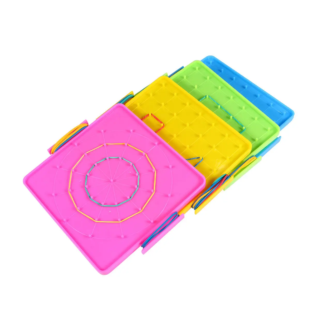 

4Pcs Plastic Nail Board Pegboard Geoboard Educational Classroom Math Learning Tools Color Recognition Sorting Skills