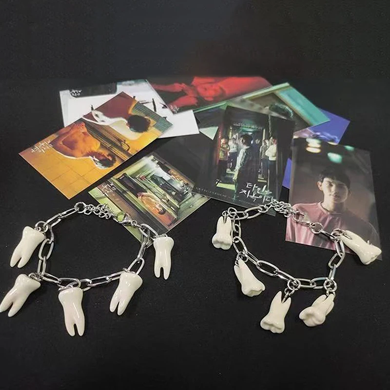 Charm Bracelet Gothic Bracelet Jewelry Trendy Unique Stainless Steel Bracelet Teeth view 4