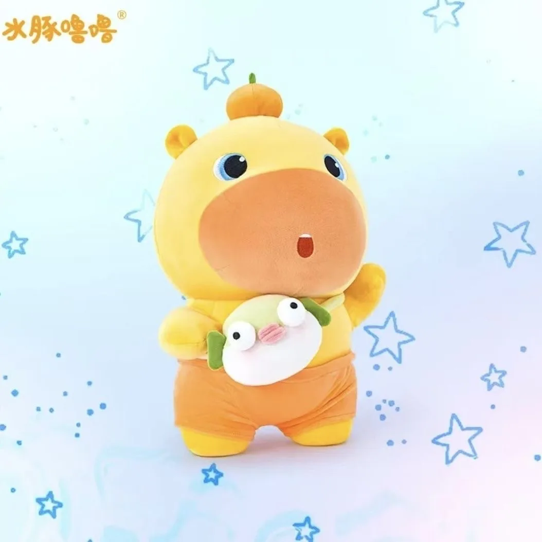 Plush Doll Orange Capybara Lulu Soft Stuffed Toy Pufferfish Crossbody Bag Throw Pillow For Sofa Home Decoration Adult Gift