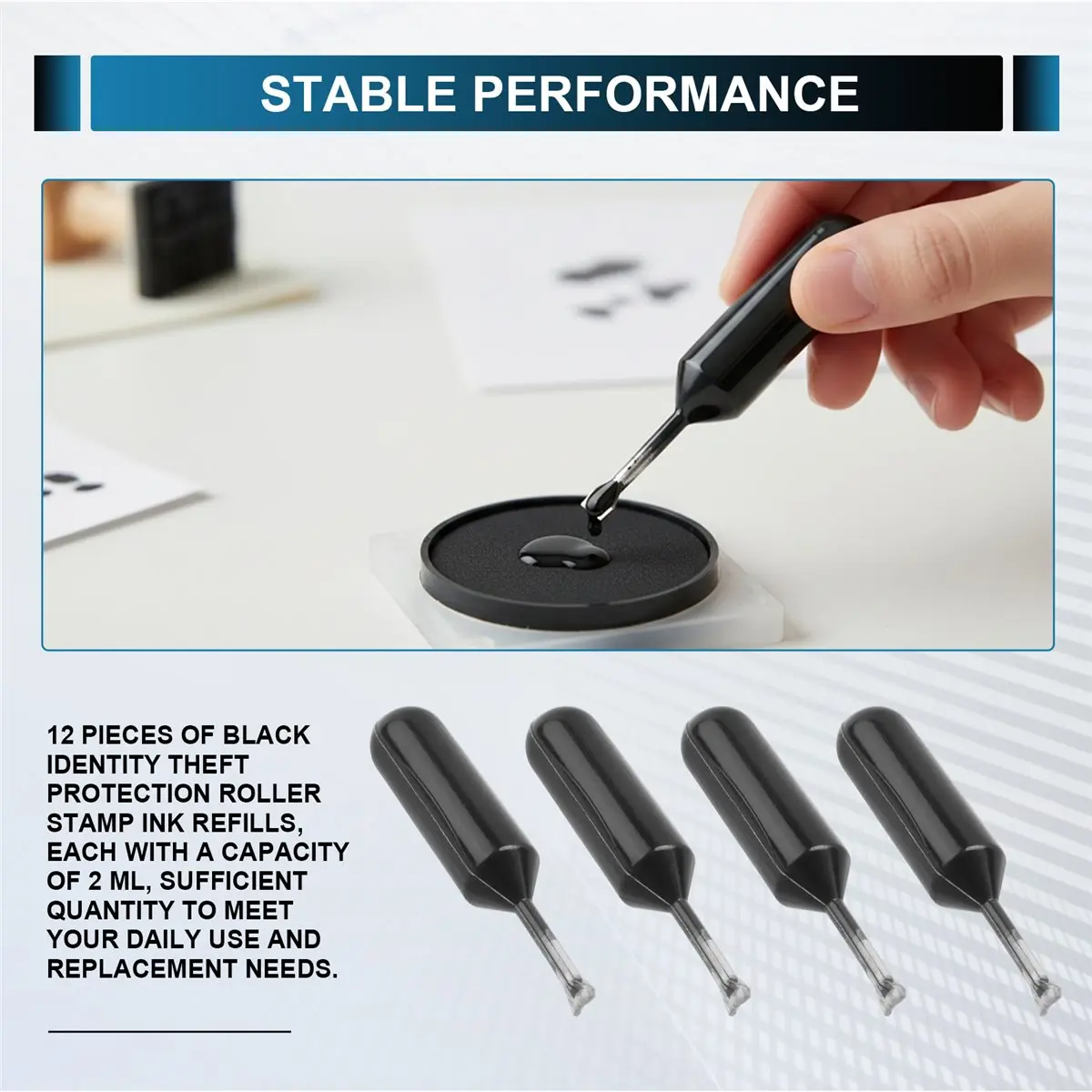Latest ABBQ-12Pc Ink Refills for Your ID Stamp Roller Refill Ink Roller Stamp Refill Ink to Cover Personal Mail Address