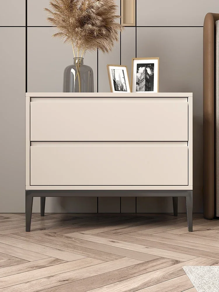 All solid wood bedside table modern simple Italian minimalist cream style bedroom home Nordic storage side cabinet