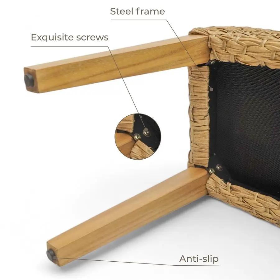 

Скамья без спинки, плетеный усилитель AllWeather из массива акации, садовая скамейка премиум-класса с плетеным сиденьем из ротанга и толстой уличной подушкой f