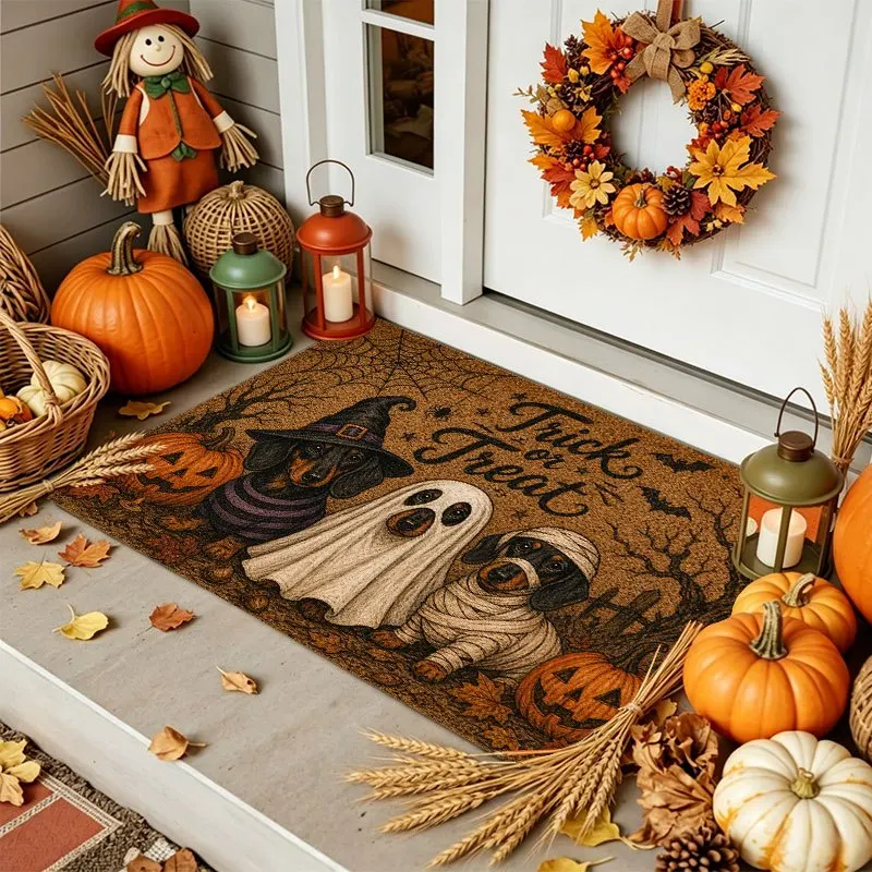 Cute Halloween Doormat Mat Rug Fall Pumpkin Entryway Decor Trick or Treat Seasonal Autumn Porch Mat for House Front Door