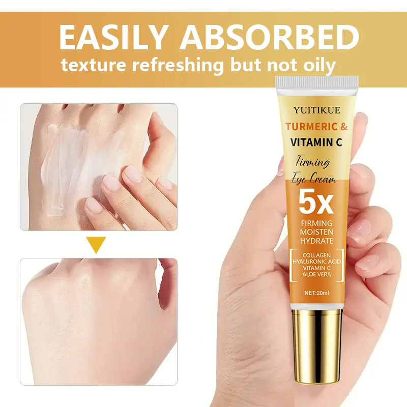 YUITIKUE Crema contorno occhi rassodante al 30% curcuma e vitamina C - 5X idratante, rassoda e liscia l'area occhi