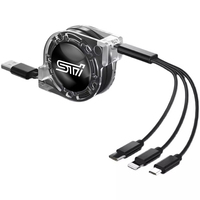 3-in-1 Retractable 3A high current Fast Car charging data cable For Subaru Impreza Forester Crosstrek Outback XV WRX Legacy STI