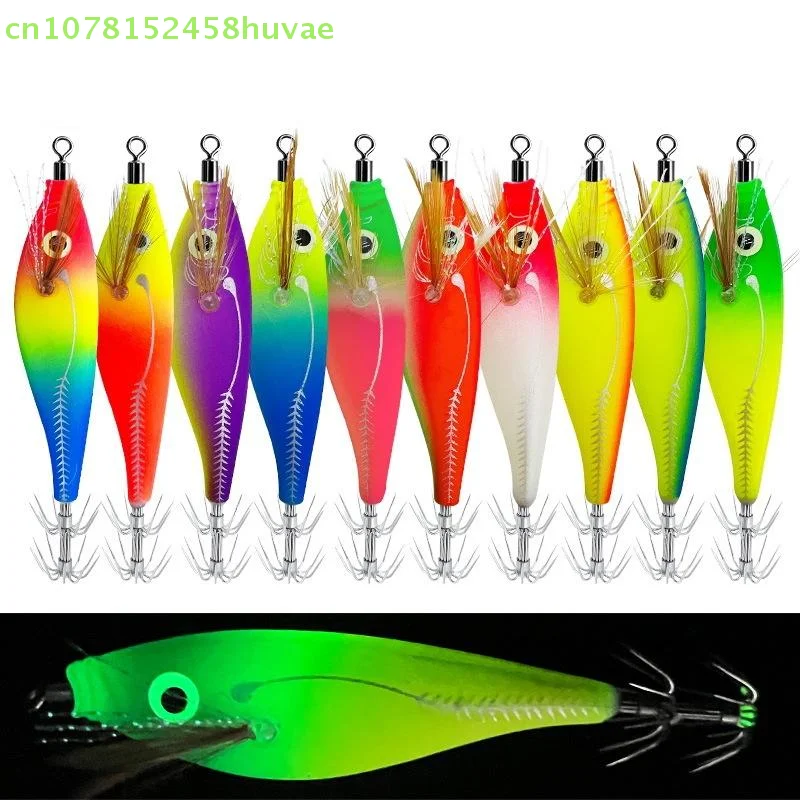 1/5 قطعة خطافات الحبار المتوهجة طعوم الروبيان الأفقي لخطاف الحبار الطعوم الصلبة لصيد الأسماك الأخطبوط