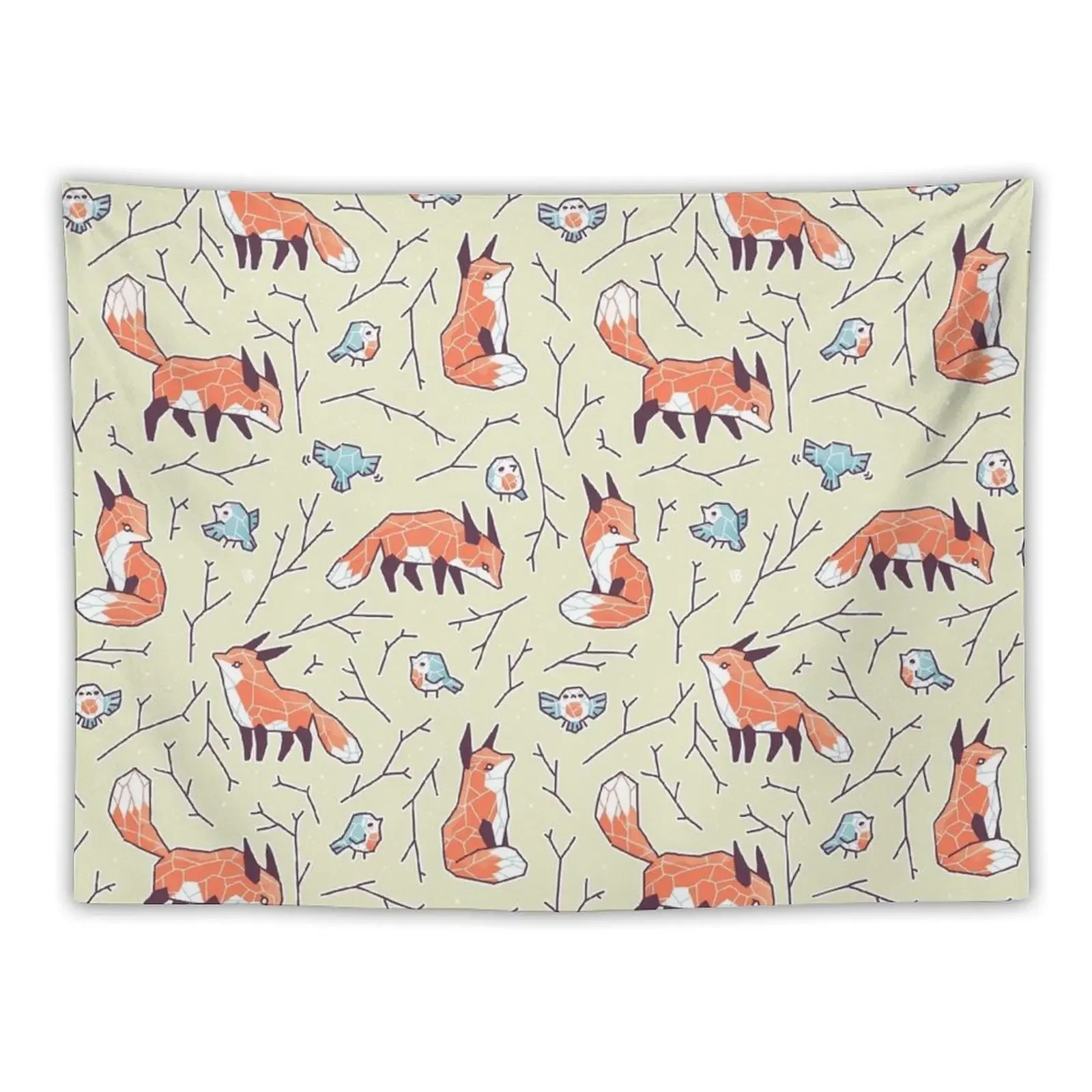 Fox and Bird Pattern Tapestry Bedroom Decorations Bedroom Decor Aesthetic Room Decor Tapestry