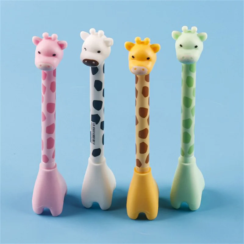 Funny Standing Giraffe Pen Stationery 0.38mm Pretty Aesthetic Cute Writing Pen Creative Kawaii Giraffe Gel Pen Desk Decor