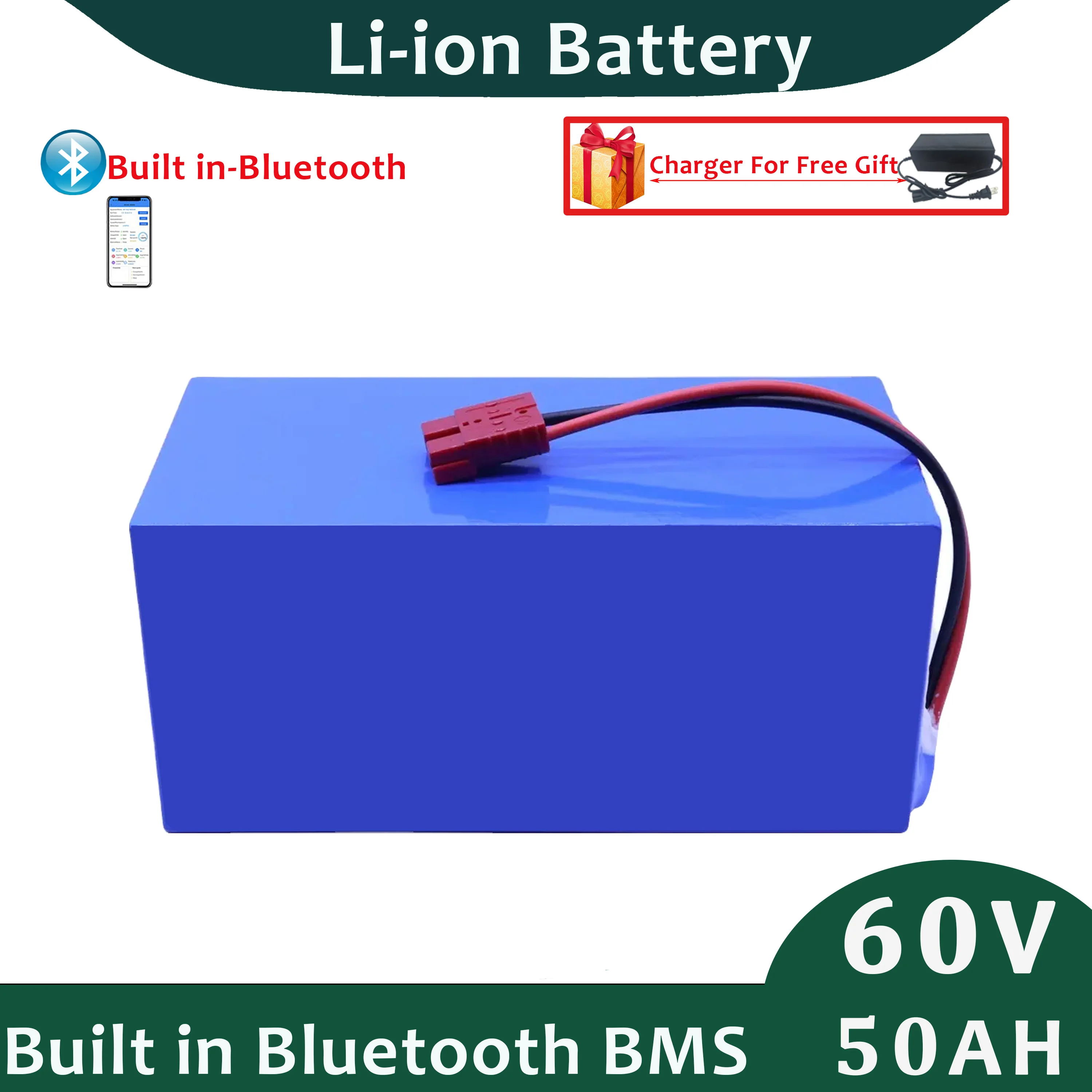 

60v 50Ah Li-ion Battery Pack Built in Smart BMS Electric Forklift Caravan With 10A Charger