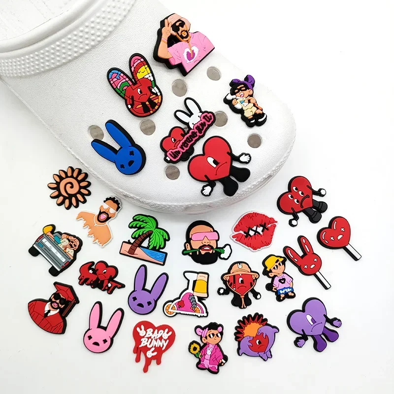 Random Bad Bunny Shoe Charms for Croc Accessories Cartoon Shoe Decorations  Buckle for Kids Party Adults Gifts