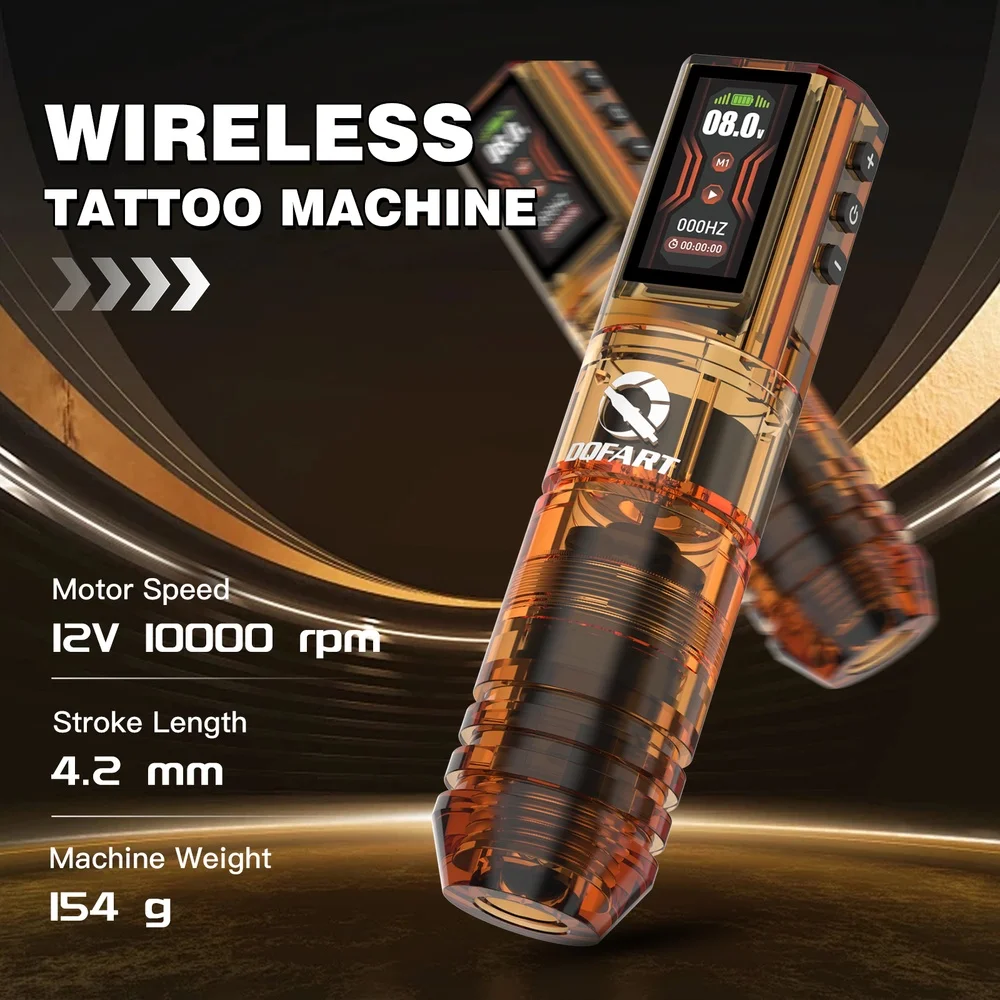 DQFART Golden P2 Led Digltal Display Electric Wireless Tattoo Machine Kit Tattoo Ink Needles Transfer Beginner Tattoo Artists