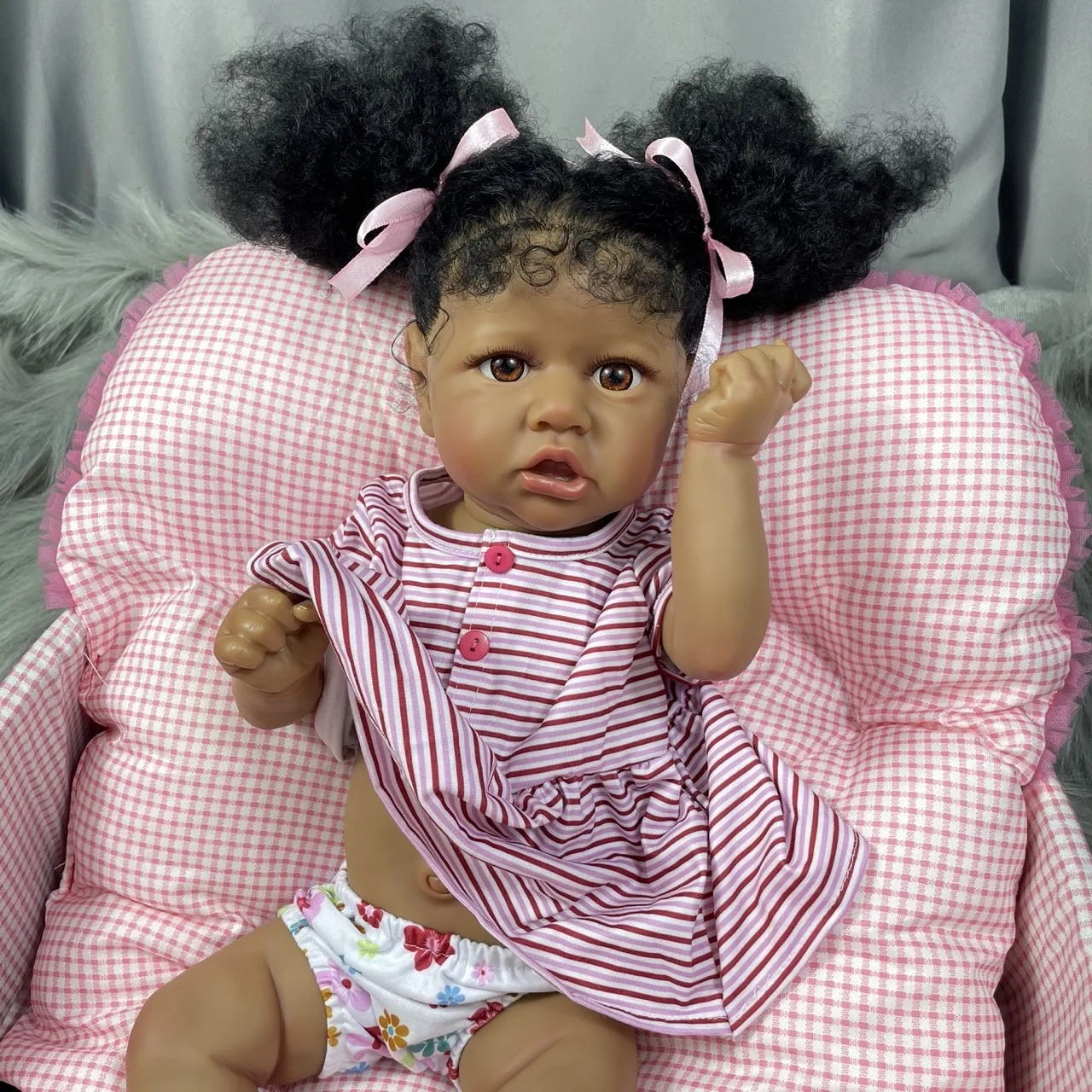 MRB-Black Girl Butter for Newborn, Black Girl Collecemballages Art Butter, Black Butter for Christmas Gift, Black Skin, Reborn Saskia, Afro-américaine, 22 po