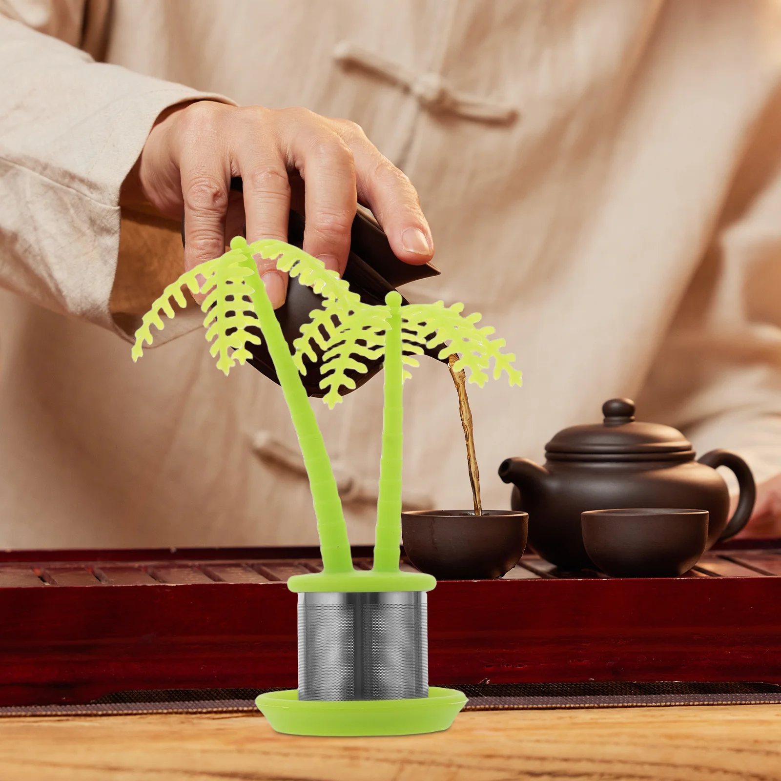 

Creative Coconut Tree Tea Infuser Stainless Steel Loose Leaf Tea Steeper Portable for Home Office Outdoor Travel Silicone Seal