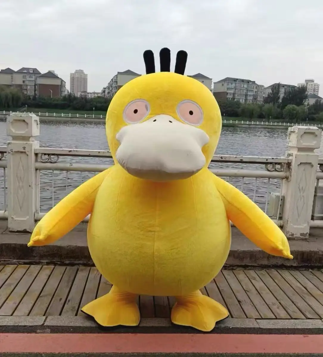 

Надувной костюм-маскот утки для взрослых, плюшевый наряд персонажа мультфильма, для Хэллоуина, карнавала, вечеринки, без батареек