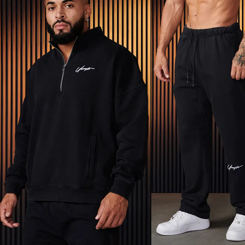 

Men's Casual Fitn Set Autumn Winter Sportswear Two-Piece Hoodie Sweatpants Cotton Long Sve Youth Faion China Made