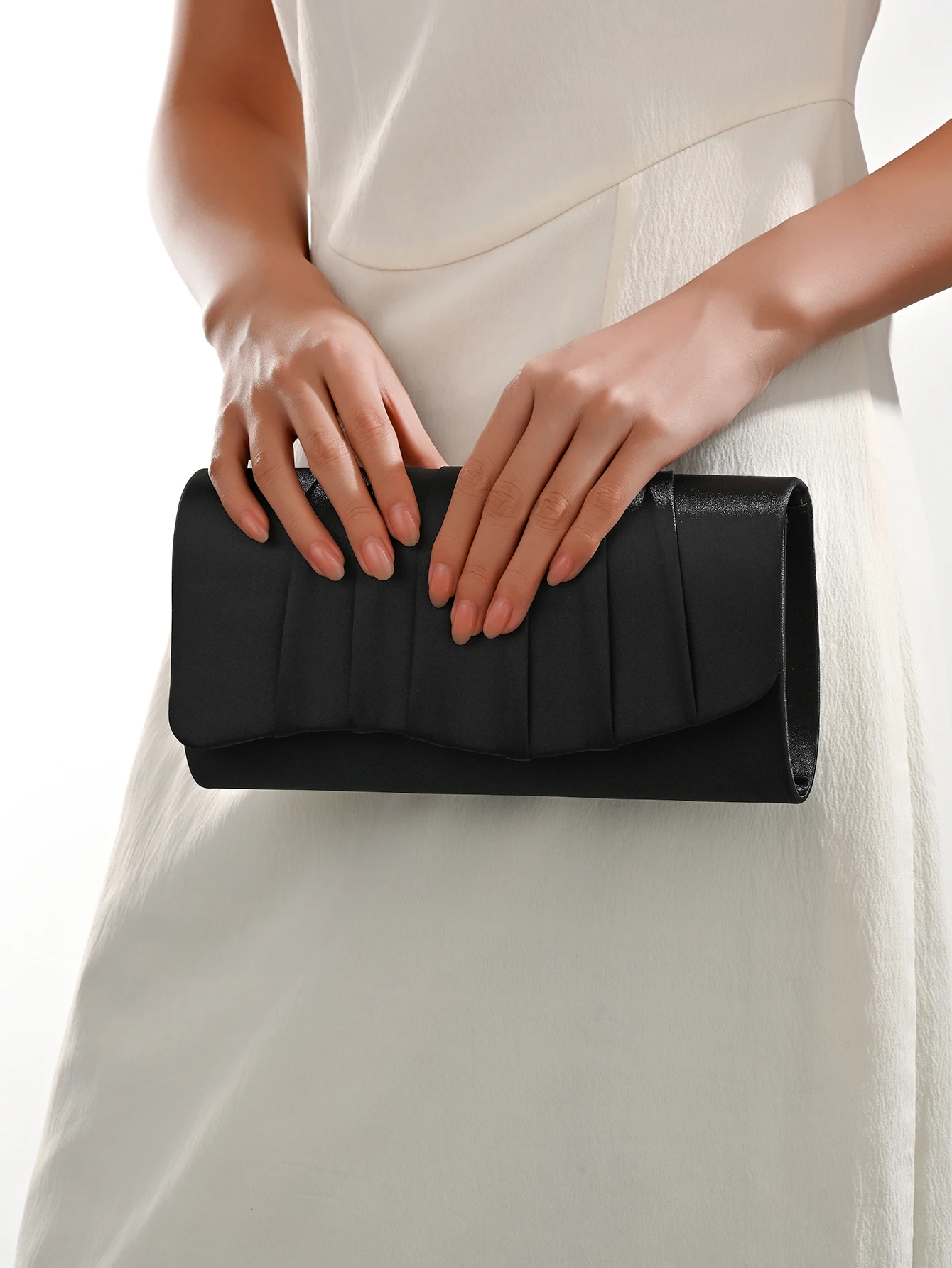 Damen-Dinner-Tasche, plissiert, einfarbig, Clutch, Party, Abendessen, Hochzeit, leicht, luxuriös, Umschlag, Abendtasche für Abschlussball, Abendessen/Bankett – Detail 10