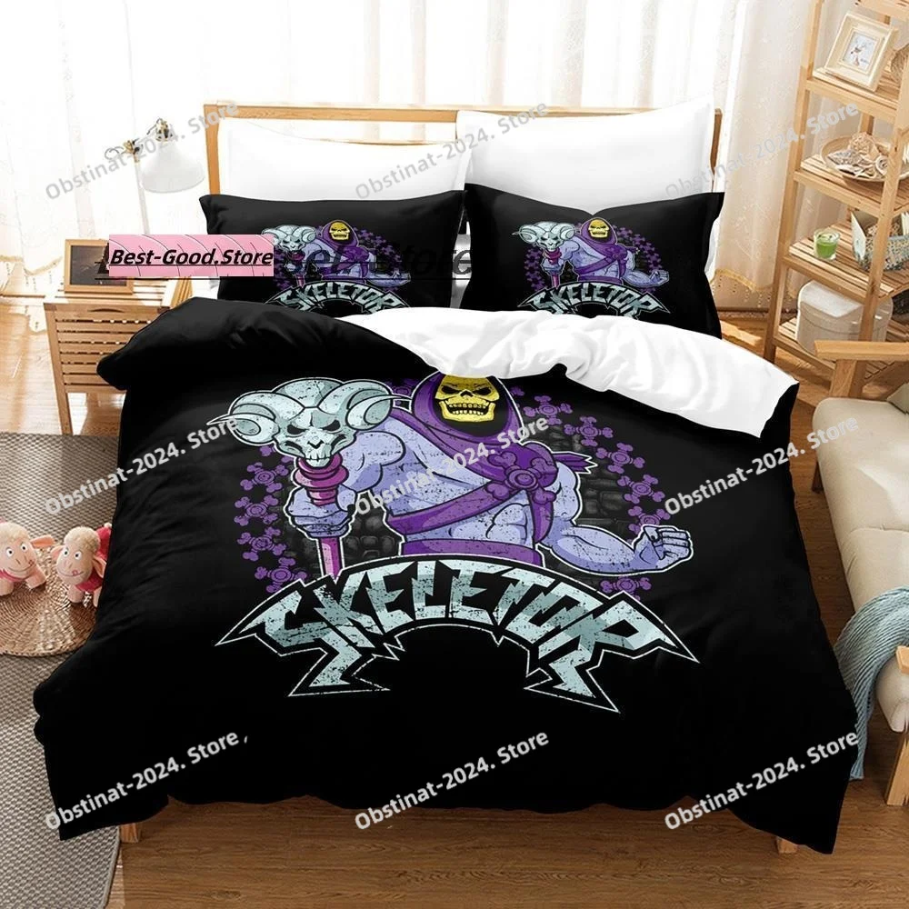 2014 Skull Skeletor Bedding Set Printed Bed Set Duvet Cover Sheet Pillowcase Bed Soft Quilt Cover Full Queen King Size 3D Anime