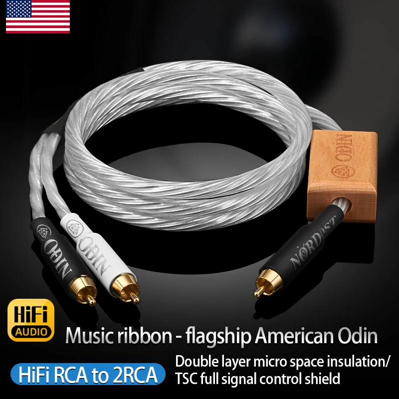 Odin Pure Silver HiFi RCA to 2RCA Audio Cable Subwoofer Y Cable RCA 1 Male to 2 Male for CD player TV box Power Amplifier