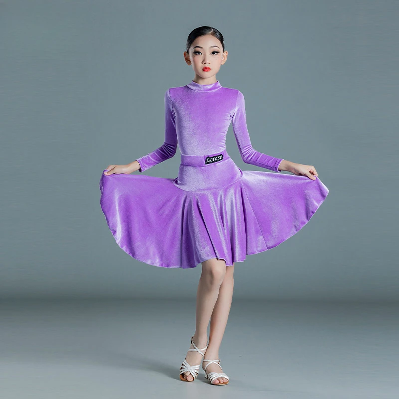 Latin dance outfit for women and children's new spring and autumn long sleeved split competition performance suit practice suit