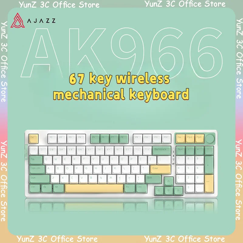 

Ajazz Ak966 Wireless Bluetooth Game Mechanical Keyboard 96 Key The Third Mock Examination Hot Plug Mechanical Keyboard Rgb Pc