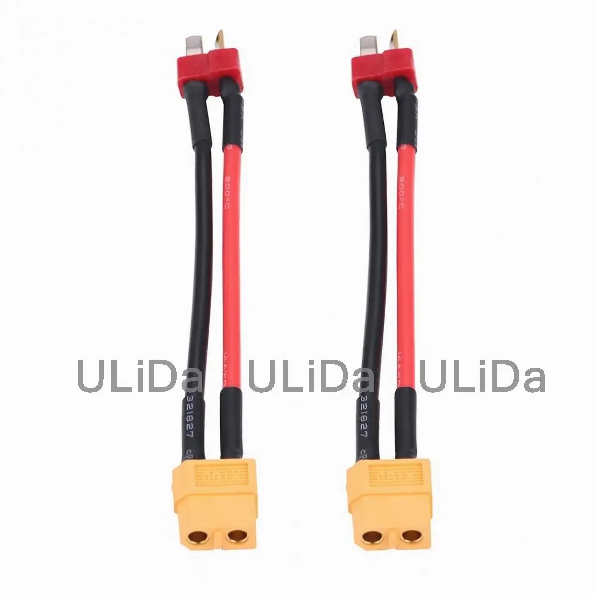 2 szt. XT60 / XT-60 kobiecy męski wtyk typu T (lub XT60 męski na żeński T) Adapter (styl dziekan) kabel do ładowarki 5CM 14AWG