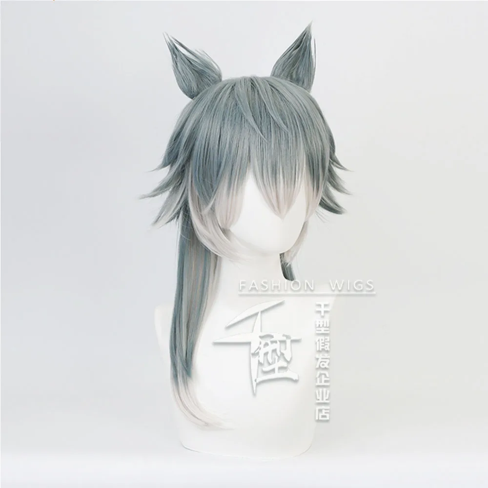 أنيمي الحيوان الرابسودي وولف راي جاشي تأثيري أوكي رمادي مختلط شعر مستعار أبيض آذان هالوين كرنفال فستان الحفلات
