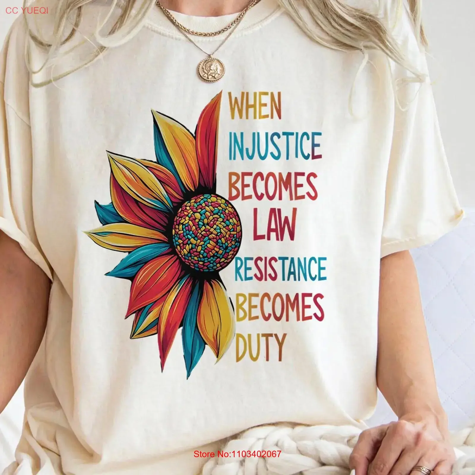 T-shirt « Quand l'injustice devient la loi », de résistance et de protestation politique, féministe, Ruth Bader Ginsburg RBG, vintage, délavé, homme