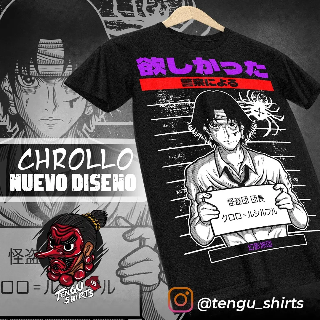 Chrollo Book Hunter X Hunter T-Shirt Manga HXH Anime Graphic Tee All Size