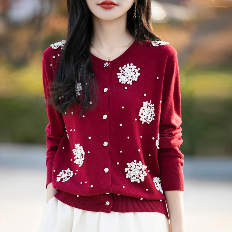 

Кардиган, свитера, женские шерстяные зимние вязаные топы, мягкие удобные теплые свободные модные вязаные трикотажные изделия со снежинками, элегантная одежда
