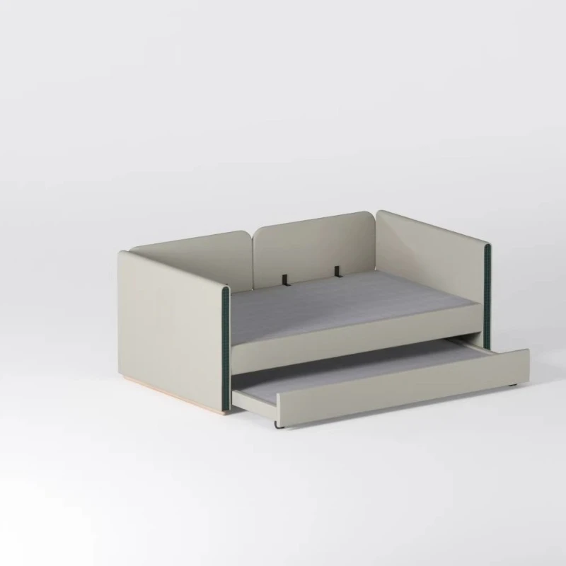 

Solid Wood Fabric Children's Bed Pull-out Bed Children's Trailer Mother and Child Bed Nordic Style