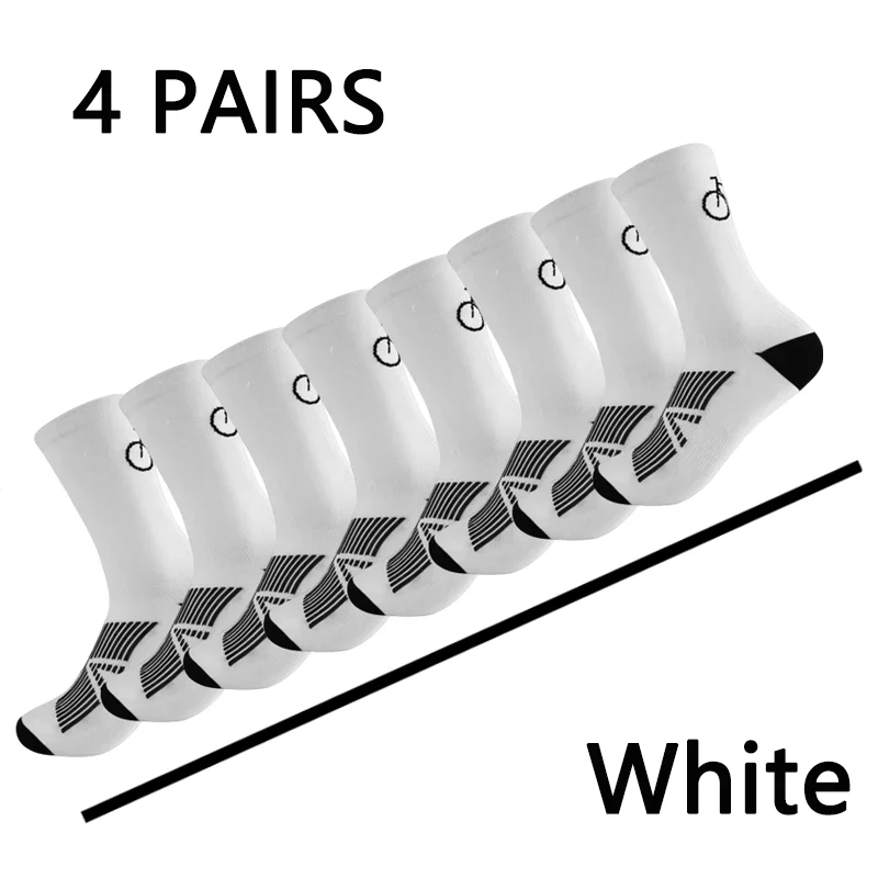 

3/4 Pairs Cycling Socks Men Breathable Mesh Road MTB Bike Socks Bicycle Pattern Mid Tube Outdoor Sport Racing Running Socks