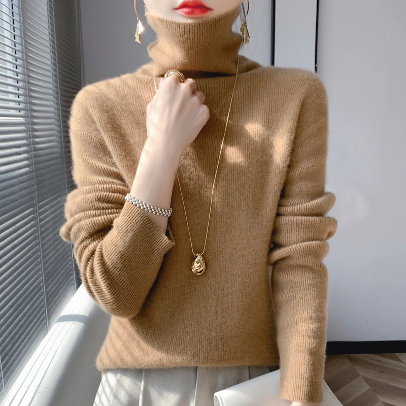 2024 New Turtleneck Cashmere Sweater Women Autumn Wnter Fashion Pullover Cashmere Sweater Casual Long Sleeve Knitted Tops