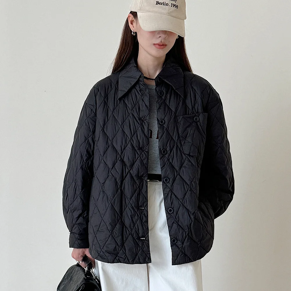 2025 Autumn/Winter Women's Down Jacket Commuting Casual Shirt 90 White Duck Down Jacket