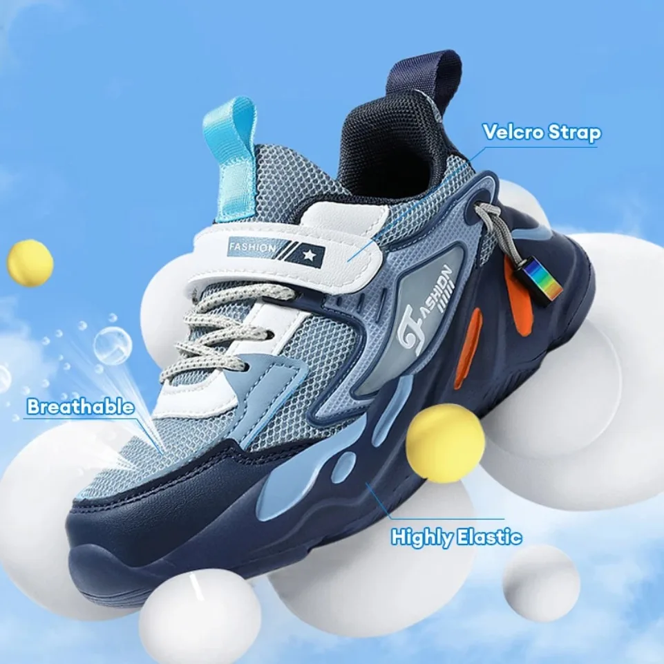 

Kids Breathable Lightweight Sneakers for Boy Children's School Play Sports Shoes Non-Slip Sole Toddler Walking Shoes