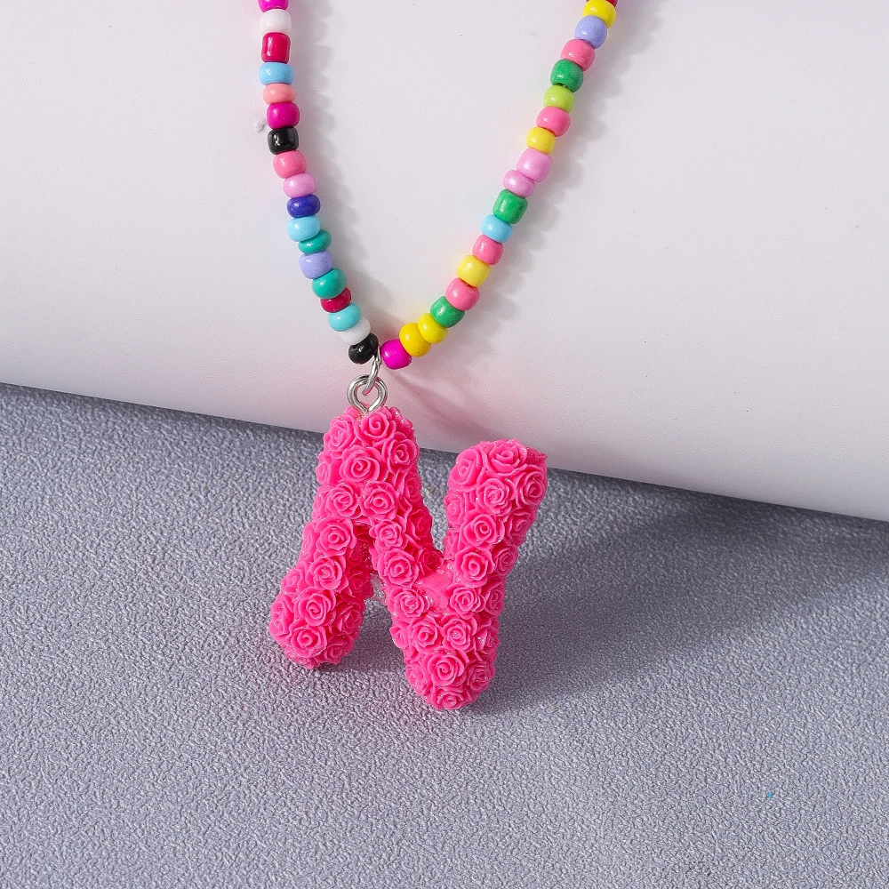 Aihua Niedliche Boho-Halskette mit Namen und Initialen, 26 Buchstaben, für Frauen, BFF, beste Freunde, Kinder, Rose, A-Z Alphabet-Halsketten, Geburtstagsgeschenke – Detail 12