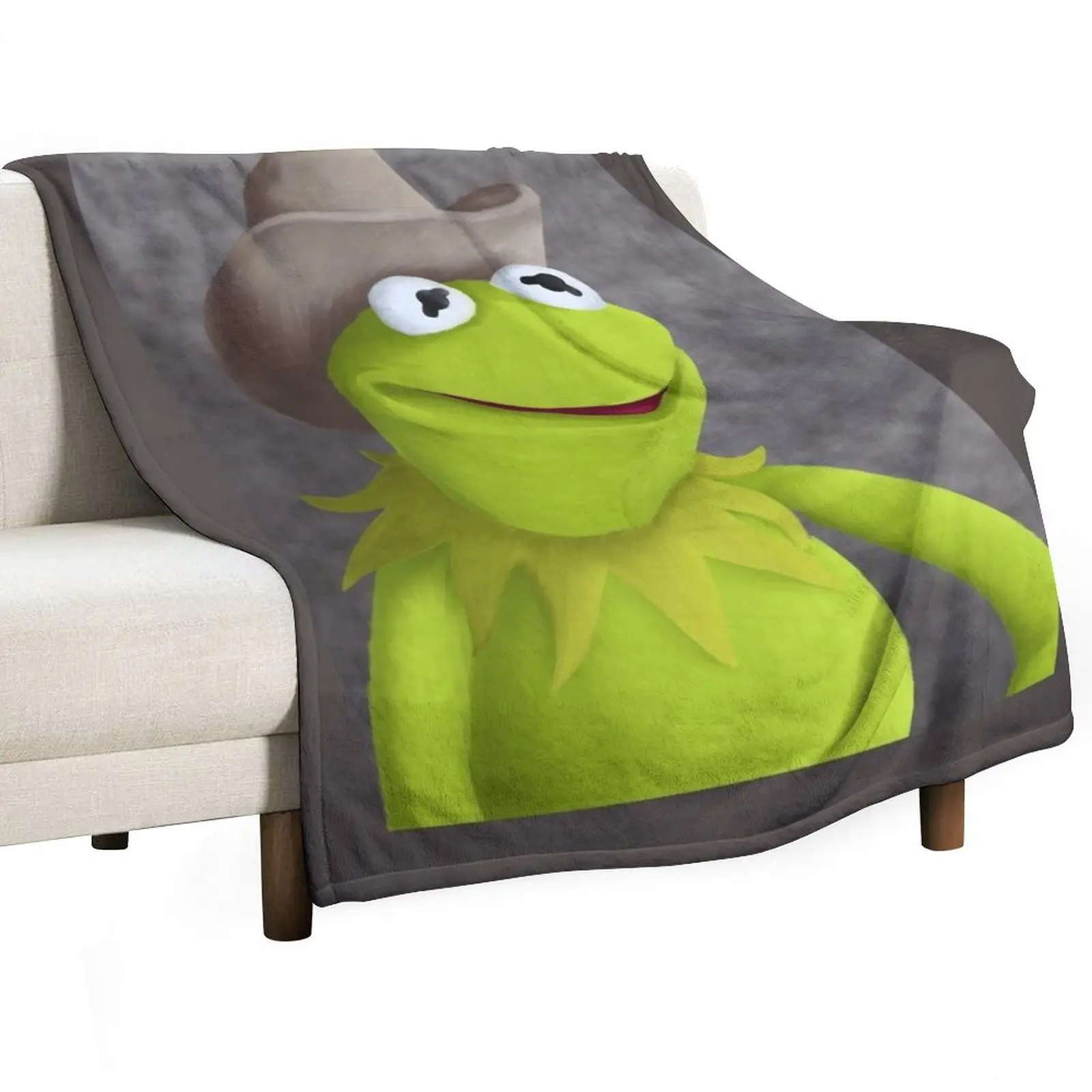 

Cowboy Hat Kermit Portrait Throw Blanket Stuffeds cosplay anime wednesday Sofa Quilt Blankets