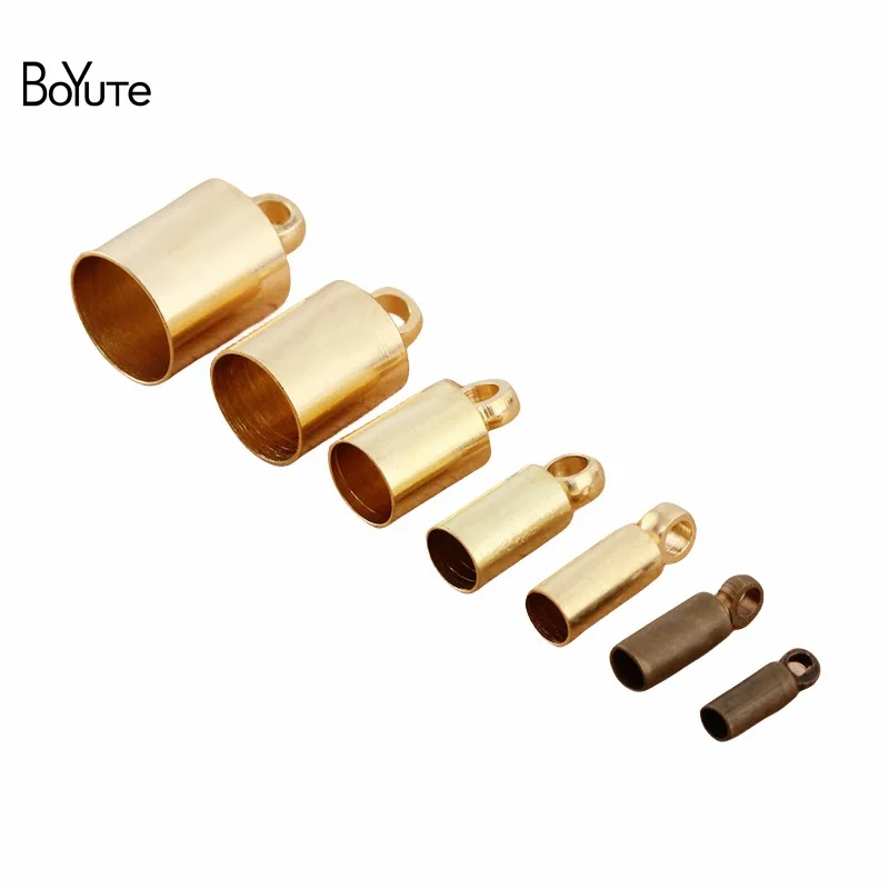 BoYuTe (200 Pieces/Lot) Inner 1-1.5-2-3-3.5-4-5-6MM Hole Tassel Caps Leather Cord End Clasp Connector DIY Jewelry Materials