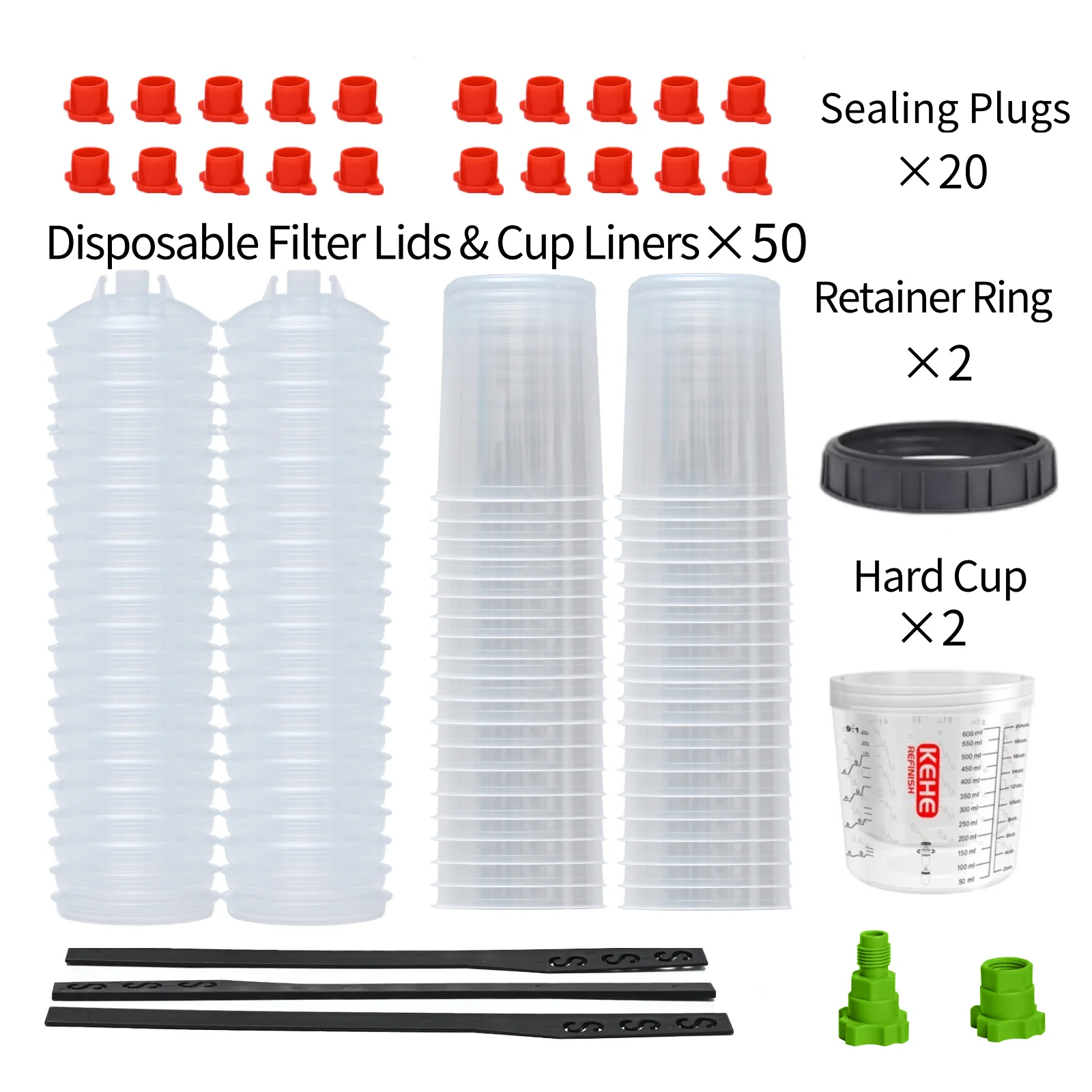 50 Pack 26oz Disposable Spray Gun Cup, Auto Paint Cup System for Painting and Repaire, Plastic Paint Mixing Cup, Type H/O Quick