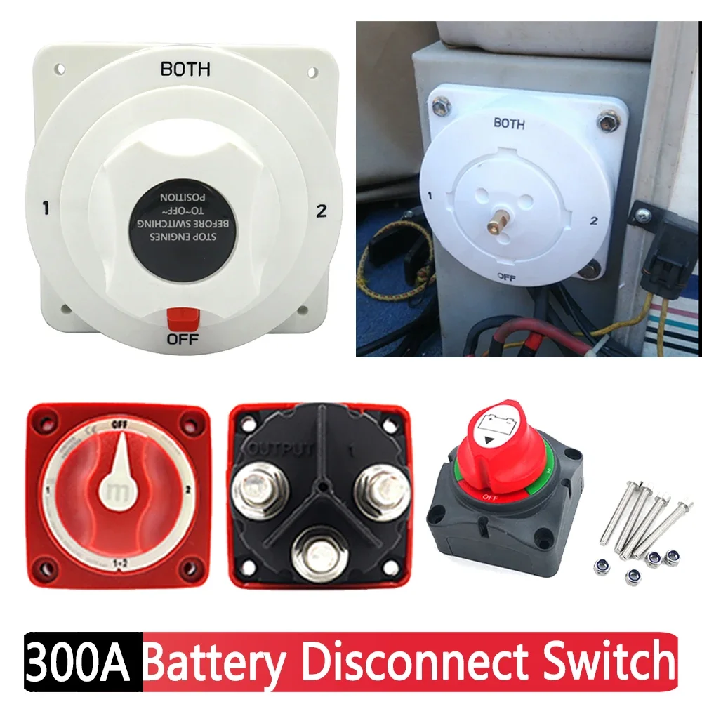 

6-32V 300A RV Marine Yacht Battery Isolator Disconnect Selector Rotary Switch 4/2 Position Cut Off Kill Main Power Switch