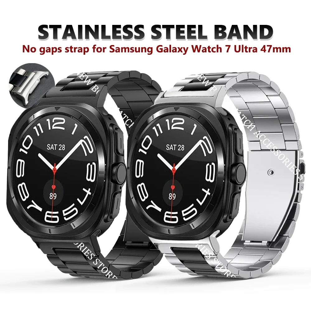 

Stainless Steel Bracelet for Samsung Watch 7 Ultra 47mm Band for Galaxy 7 ULTRA 47 47MM Correa Curved End No Gaps Metal Strap