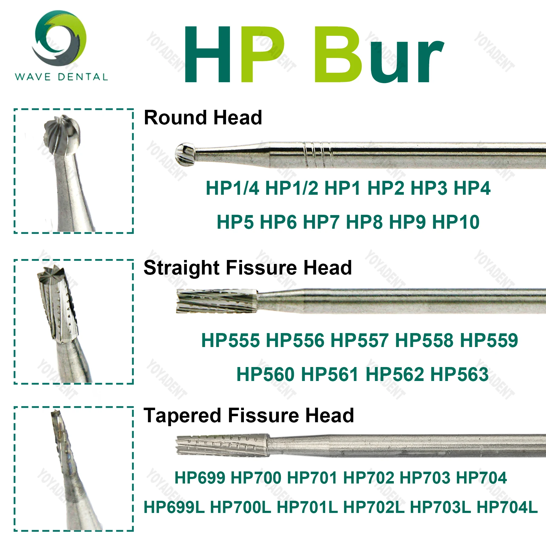 WAVE Dental Burs Tungsten Carbide Bur Dentistry Drills HP Cutter For Low Speed Handpiece 2.35mm 5Pcs/Pack Dentist Tools